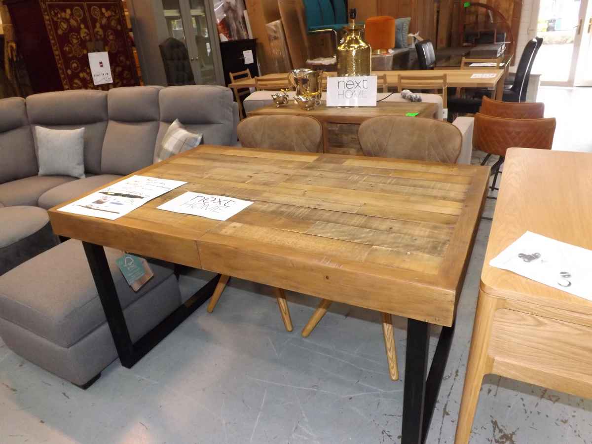 Reclaimed Wood And Metal Extending Dining Table House Goods 4U